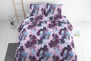 Parure de lit double violette en polycoton