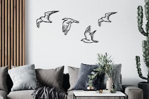 Wanddecoratie vogels (4 stuks)
