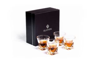 4 klassieke whiskey glazen in geschenkverpakking