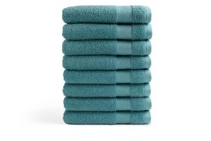 8 serviettes de luxe bleues (50 x 100 cm)
