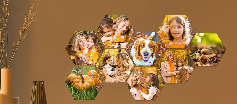 Voucher t.w.v. € 110,- voor foto op hexagon - 8 stuks (22 x 19 cm)