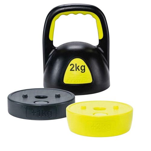 Kettlebell met 2 losse gewichten (max. 5 kg)