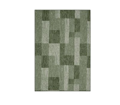 Vloerkleed groen geblokt patroon (115 x 170 cm)