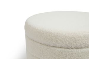 Pouf de rangement rond en tissu teddy