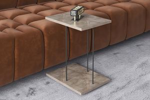 Table d'appoint style marbre avec roulettes