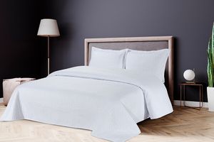 Couvre-lit avec 2 taies d'oreiller (blanc)