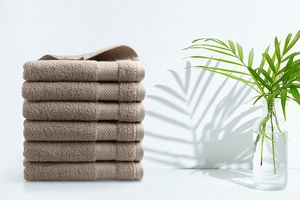 6 luxe taupe handdoeken van hotelkwaliteit (50 x 100 cm)